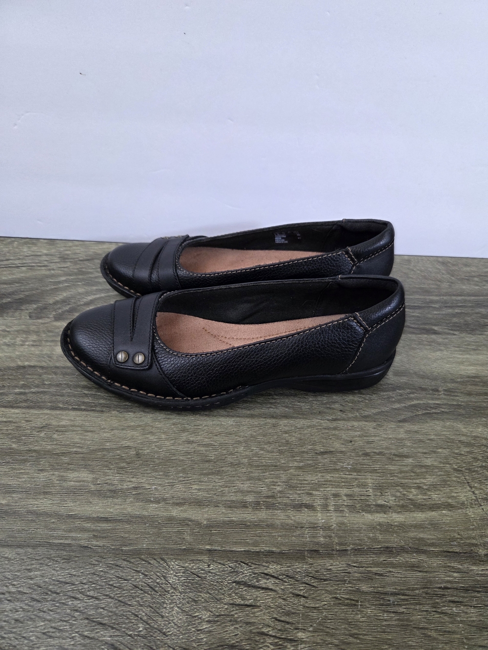 Clarks Collection Flats Shoes Women's Size 5.5 M Black Leather Comfort